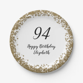 Elegant 94th Birthday Plates With Gold Sequins Pappteller