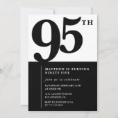 Elegant 95. Geburtstag Einladung Black Chic Modern (Vorderseite)