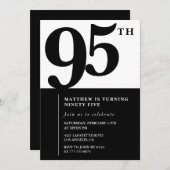 Elegant 95. Geburtstag Einladung Black Chic Modern (Vorne/Hinten)
