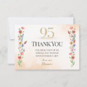 Elegant 95. Geburtstag - Wildblume Design Dankeskarte (Vorderseite)