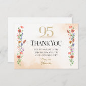 Elegant 95. Geburtstag - Wildblume Design Dankeskarte (Vorne/Hinten)