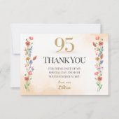 Elegant 95th Birthday - 95 Years Wildflowers Dankeskarte (Vorderseite)