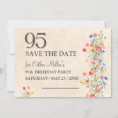 Elegant 95th Birthday Wildflower Save the Date (Vorderseite)