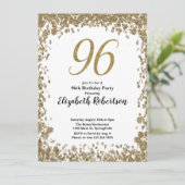 Elegant 96th Birthday Invitation For Her in Gold Einladung (Stehend Vorderseite)