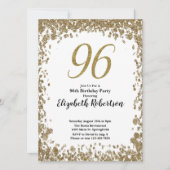 Elegant 96th Birthday Invitation For Her in Gold Einladung (Vorderseite)