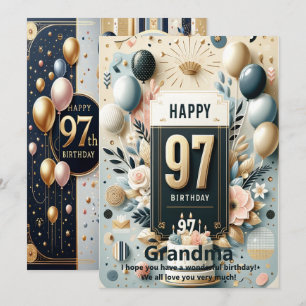 Elegant 97. Geburtstagskarte - Personalisiertes Gl
