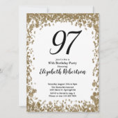 Elegant 97th Birthday Invitation For Her in Gold Einladung (Vorderseite)