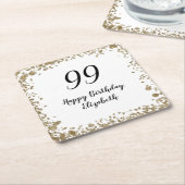 Elegant 99th Birthday Coasters With Gold Sequins Rechteckiger Pappuntersetzer (angewinkelt)