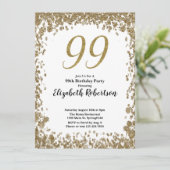 Elegant 99th Birthday Invitation For Her in Gold Einladung (Stehend Vorderseite)
