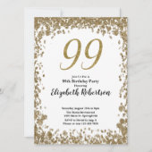 Elegant 99th Birthday Invitation For Her in Gold Einladung (Vorderseite)