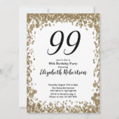 Elegant 99th Birthday Invitation For Her in Gold Einladung (Vorderseite)