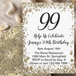 Elegant 99th Birthday Invitation For Her in Gold Einladung
