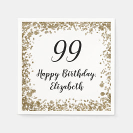 Elegant 99th Birthday Napkins With Gold Sequins Serviette