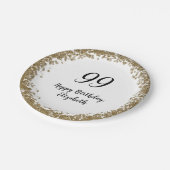 Elegant 99th Birthday Plates With Gold Sequins Pappteller (Schrägansicht)
