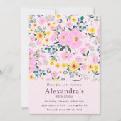 Elegant 9. Geburtstag Einladungen Rosa Blumenchic (Vorderseite)