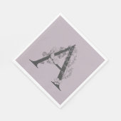 Elegant A Boho Floral Monogram Initial Lilac Gray Serviette (Ecke)