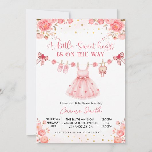 Elegant a Little Sweetheart Baby Shower  Einladung (Vorderseite)