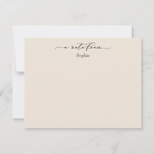 Elegant "A Note From", einfach in Cream Mitteilungskarte (Vorderseite)