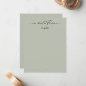 Elegant "A Note From" Einfache Seite Grün Mitteilungskarte (Vorderseite/Rückseite Beispiel)