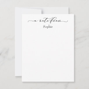 Elegant "A Note From" in einfachem Schwarz/Weiß Mitteilungskarte