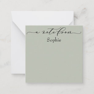 Elegant "A Note From" in Simple Sage Green Mitteilungskarte