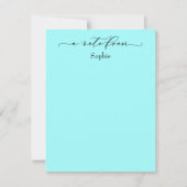 Elegant "A Note from" Simple Aqua Mitteilungskarte (Vorderseite)