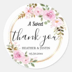 Elegant A Sweet Danke Gastgeschenk Hochzeit Runder Aufkleber