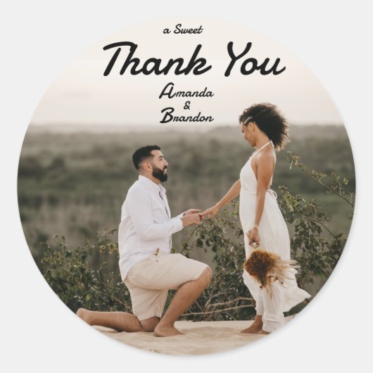 Elegant A Sweet Danke Runder Aufkleber (Vorderseite)