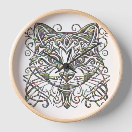 Elegant Abalone Cat Uhr (Vorderseite)