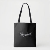 Elegant Abigail Script Personalisiert Name Black Tasche (Vorderseite)