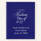 Elegant Abschluss Class 2022 Blue Guest Book Notizblock (Vorderseite)