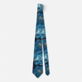 Elegant Abstract Blue & Gold Floral Krawatte (Vorderseite)