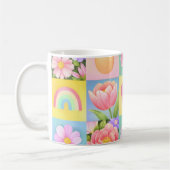 Elegant Abstract Floral Checkerboard Pattern Kaffeetasse (Links)