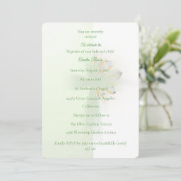 Elegant Abstract Floral Cross Baptism invitation  Einladung