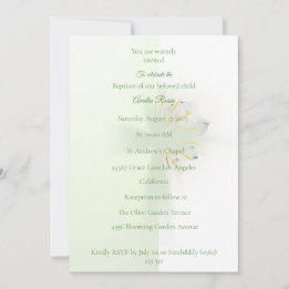 Elegant Abstract Floral Cross Baptism invitation  Einladung
