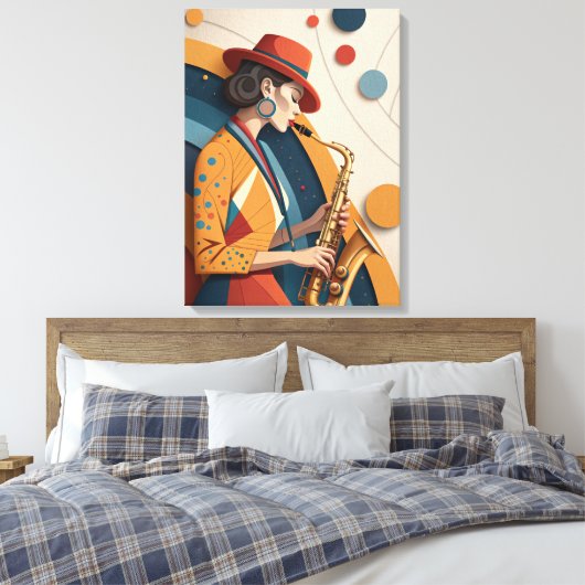 Elegant Abstract Jazz Woman Canvas Print Leinwanddruck (Insitu (Schlafzimmer))