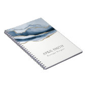 Elegant Abstract Navy Blue Agate Gold Watercolor Notizblock (Rechte Seite)