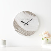 Elegant Abstract Pale Gold Marble Agate Große Wanduhr (Zuhause)