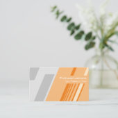 Elegant abstract stripes in orange gray visitenkarte (Stehend Vorderseite)