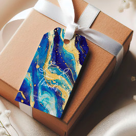 Elegant Abstrakt Blue Gold Farbenfroh Vielen Dank  Geschenkanhänger