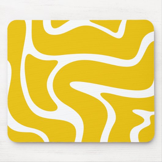 Elegant, abstrakt, gelb und weiß, modern mousepad (Vorne)