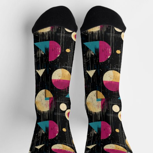 Elegant Abstrakt in Gold, Magenta, Aquamarin in Sc Socken (Oben)