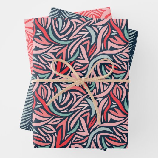 Elegant Abstrakt in Navy und Rosa Weihnachten Geschenkpapier Set (Beispiel)