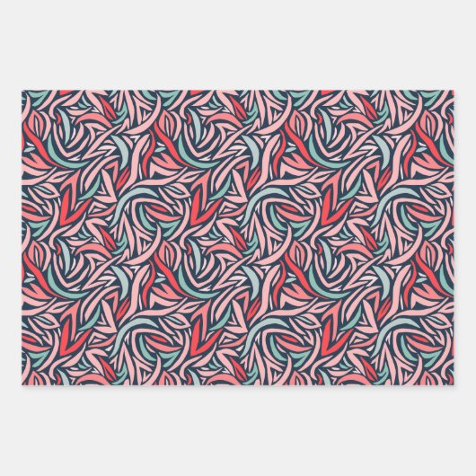 Elegant Abstrakt in Navy und Rosa Weihnachten Geschenkpapier Set (Vorderseite)