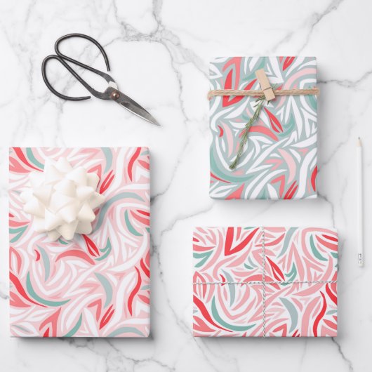 Elegant Abstrakt in White Christmas Geschenkpapier Set (Vorderseite)