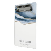 Elegant Abstrakt Navy Blue Agate Gold Wasserfarbe Mini Klemmbrett (Gewinkelt2)