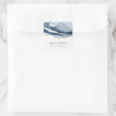 Elegant Abstrakt Navy Blue Agate Gold Wasserfarbe Quadratischer Aufkleber (Tasche)