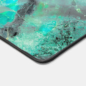 Elegant Abstrakt Türkis Marmoropal Mit Monogramm Schreibtischunterlage (Ecke)