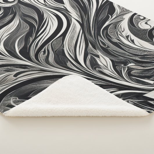 Elegant - Abstrakter Schwarz-Weiß-Fluss Sherpadecke (3/4)