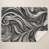Elegant - Abstrakter Schwarz-Weiß-Fluss Sherpadecke (Vorderseite (Horizontal))